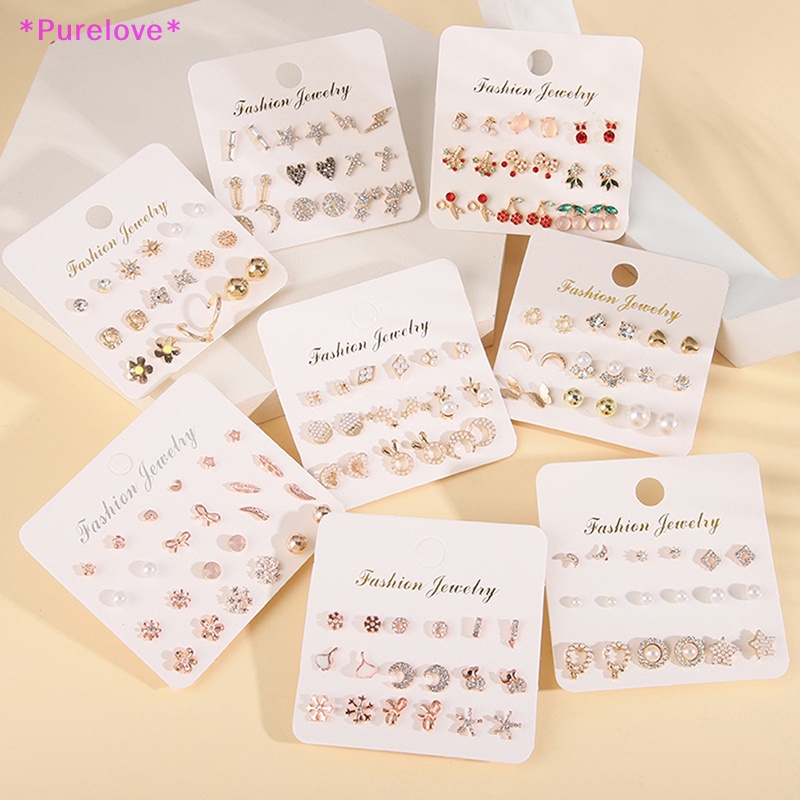 Set 12 Đôi Bông Tai Đính Ngọc Trai Giả Thanh Lịch Cho Nữ Mới