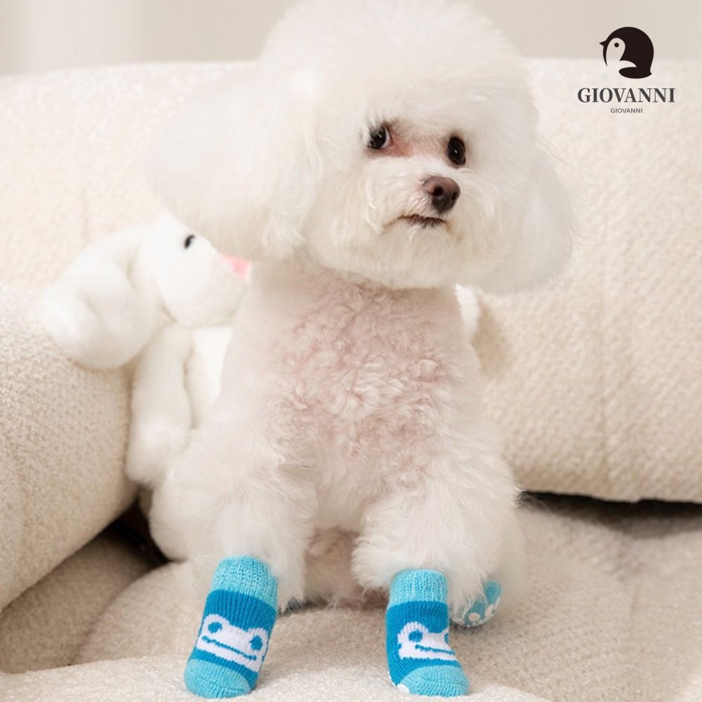 Set 4 Đôi Vớ Mềm Thoáng Khí Chống Đóng Băng Họa Tiết Hoạt Hình Dành Cho Thú Cưng