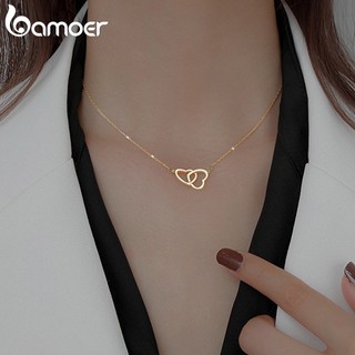 Bamoer Vòng cổ Mặt Trái Tim Đôi Thời Trang Cho Nữ An038