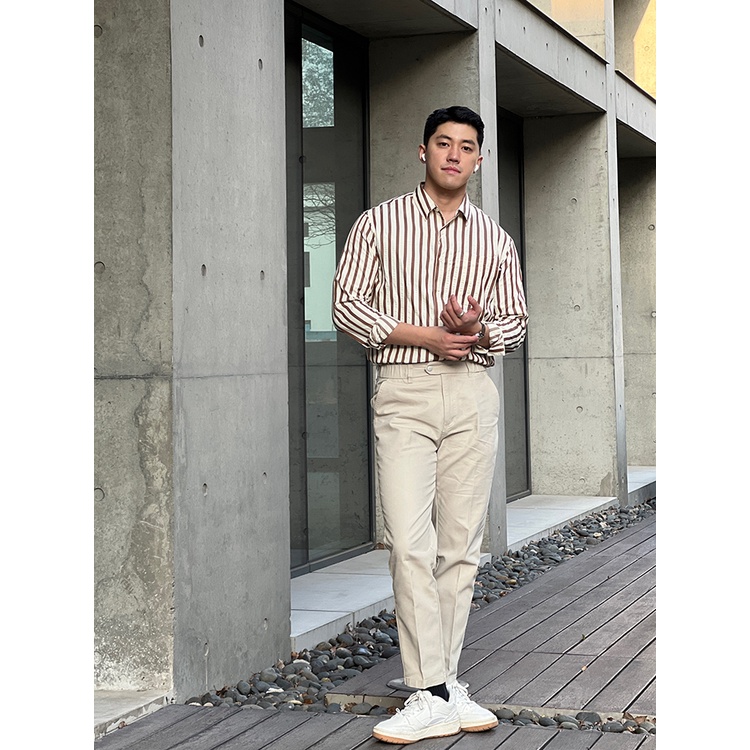 Áo Sơ Mi Dài Tay Dáng Rộng Họa Tiết Kẻ Sọc Phong Cách Hàn Quốc Thời Trang Xuân Thu Cao Cấp Cho Nam