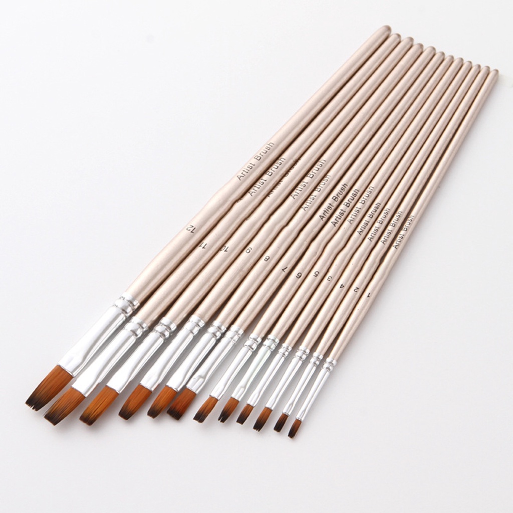 Bộ 12 Cọ Vẽ Màu Nước Bằng Nylon Gọn Nhẹ Thoải Mái Có Thể Giặt Và Tái Sử Dụng