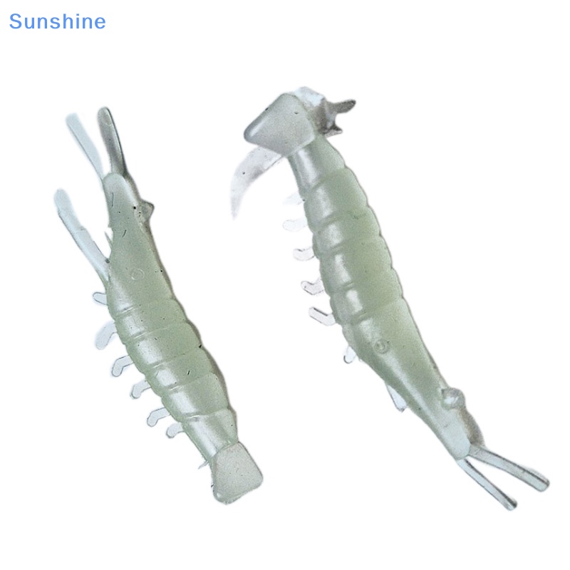 50 Mồi Tôm Giả Câu Cá Bằng Nhựa PVC Mềm Phát Sáng Trong Tối 0.6g