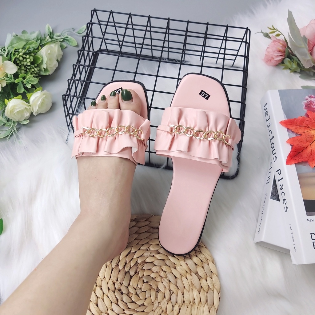 Dép lê nhúng bèo dây xích đế bệt xinh rẻ đẹp hot trend mùa hè nhẹ nhàng