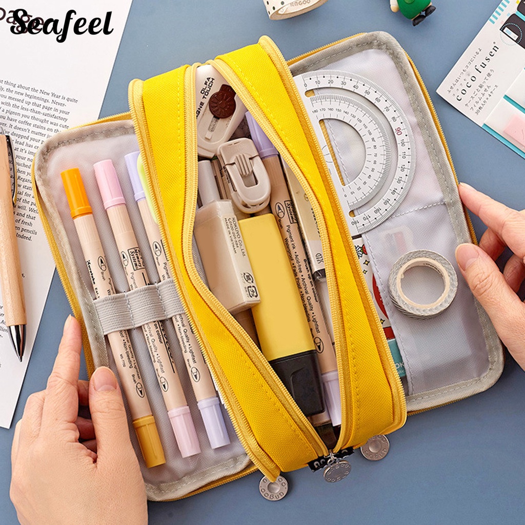 Túi Đựng Bút Màu Trơn Đa Năng Sức Chứa Lớn Tiện Dụng Cho Trường Học