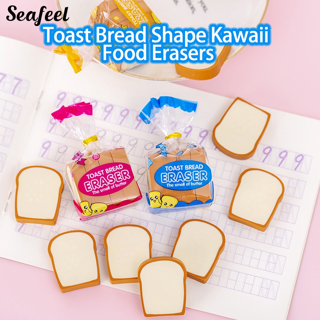 Bộ 4 Cục Tẩy Bút Chì Hình Bánh Mì Hoạt Hình Đáng Yêu