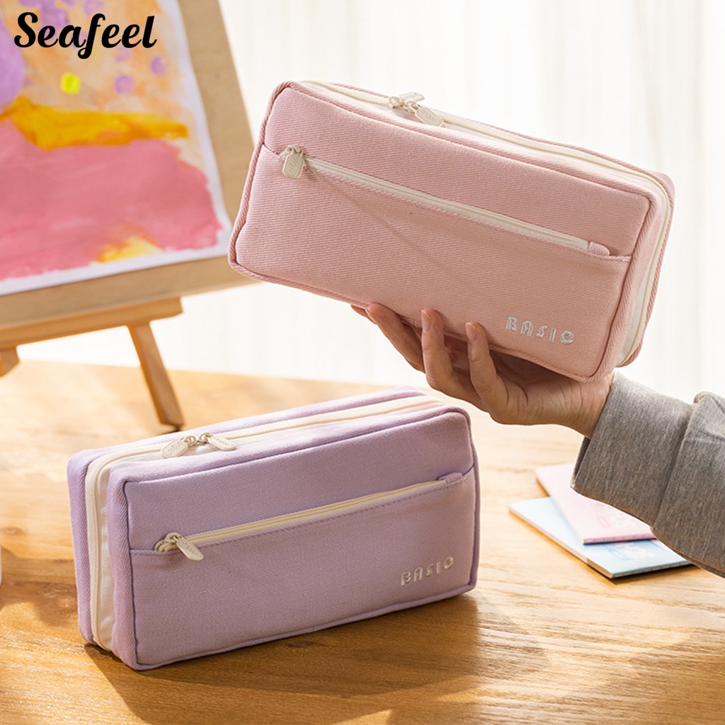 Túi Đựng Bút Nhiều Ngăn Sức Chứa Lớn Có Khóa Kéo Cho Học Sinh