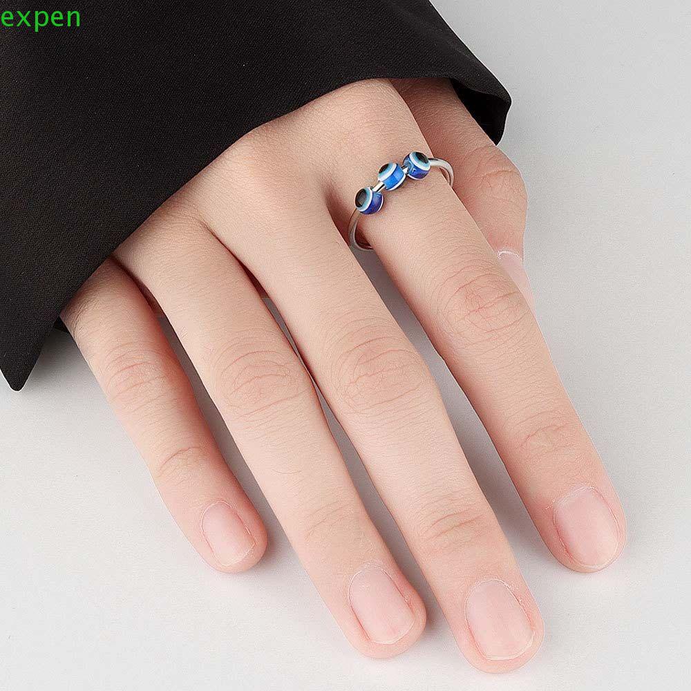 Nhẫn Hở Hình Mắt Kính Xanh Thổ Nhĩ Kỳ Bằng Hợp Kim May Mắn