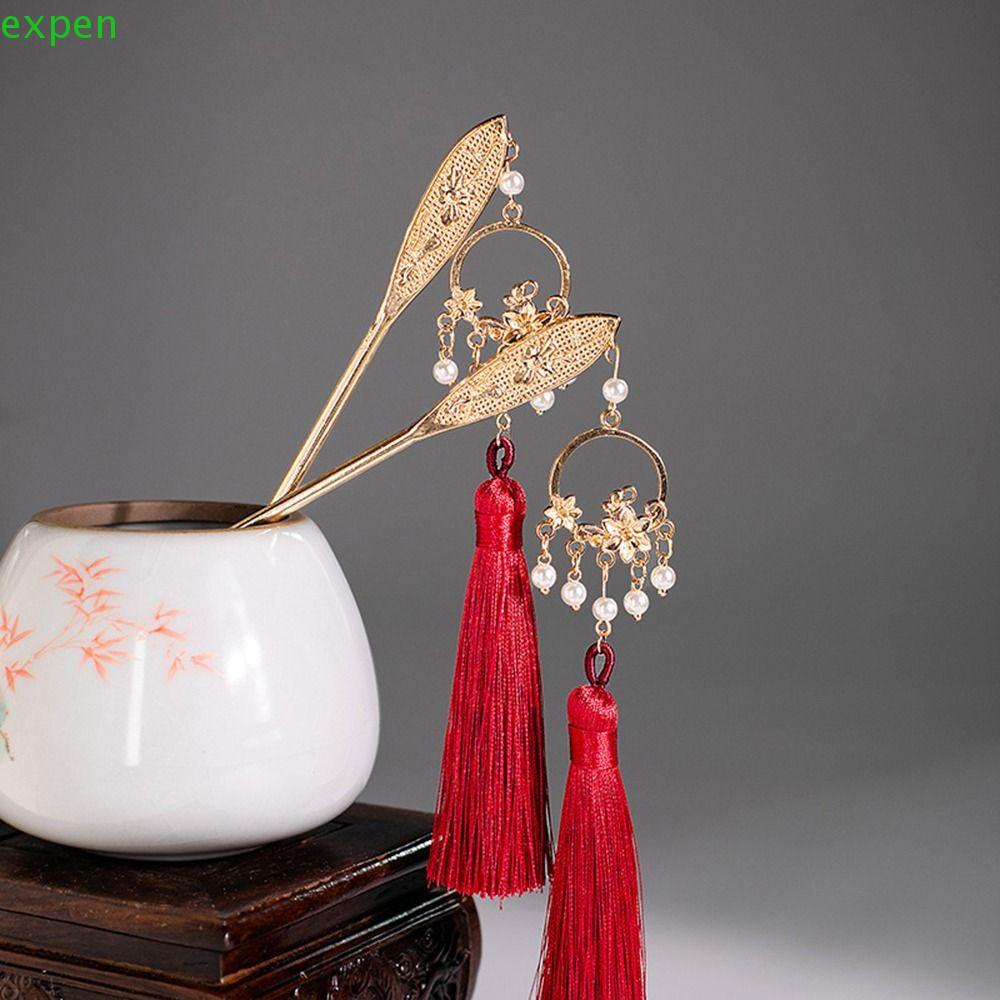 EXPEN Trâm Cài Tóc Đính Hoa Tua Rua Phong Cách Vintage Cho Cô Dâu