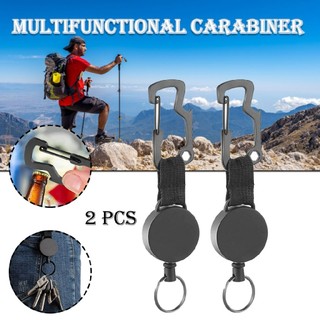 Retractable Heavy Duty Pull Ring Key Chain Recoil Keyring Wire Rope Key Holder