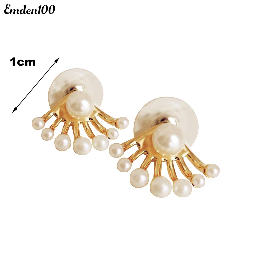 1 Đôi Bông Tai Hai Mặt Đính Ngọc Trai Nhân Tạo Thời Trang