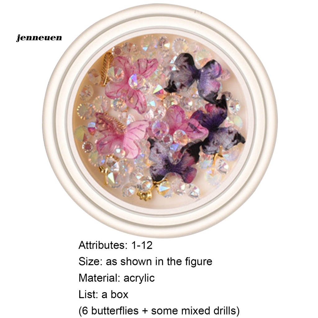 1 Hộp Phụ Kiện Trang Trí Móng Tay Dạ Quang Lấp Lánh Thời Trang Dễ Sử Dụng