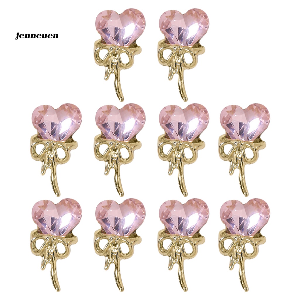 Set 10 Phụ Kiện Trang Trí Móng Tay Nghệ Thuật Hình Trái Tim Bằng Hợp Kim