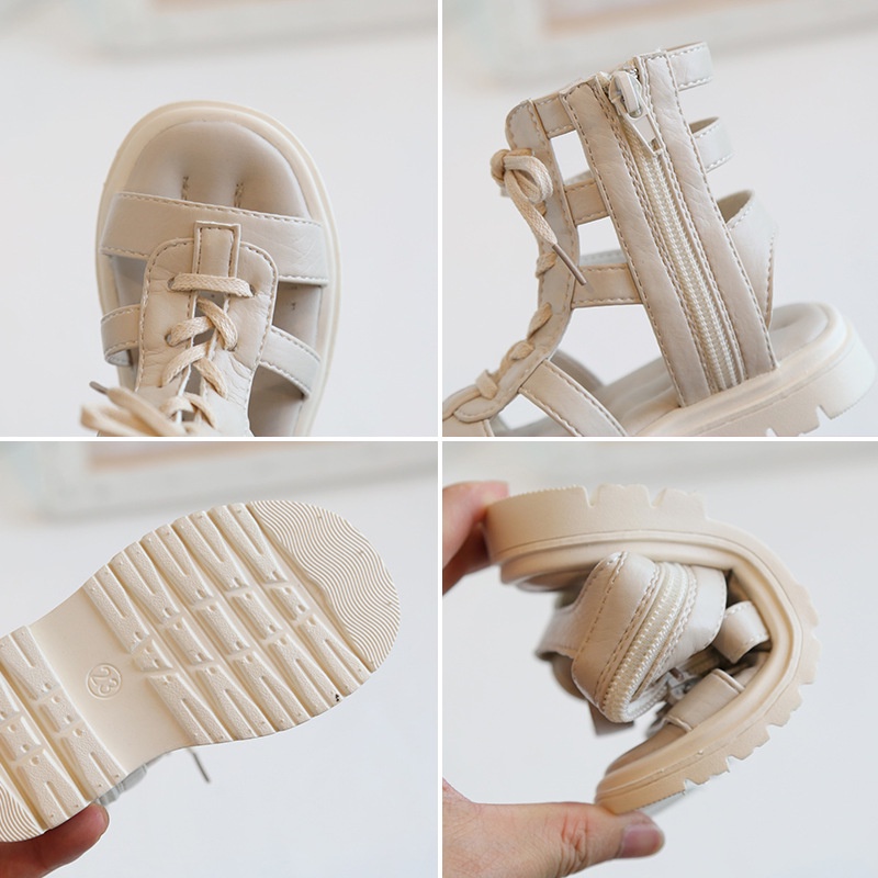 Duoya Giày Sandal Công Chúa Đế Mềm Phối Khóa Kéo Bên Hông Kiểu Phương Tây Cho Bé Gái Miễn Phí Vận Chuyển