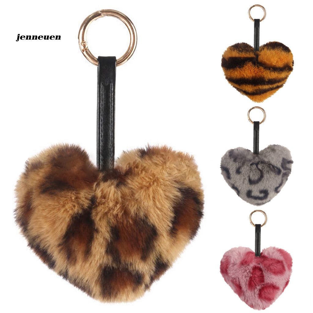 Móc Khóa Hình Trái Tim Họa Tiết Da Báo Thời Trang