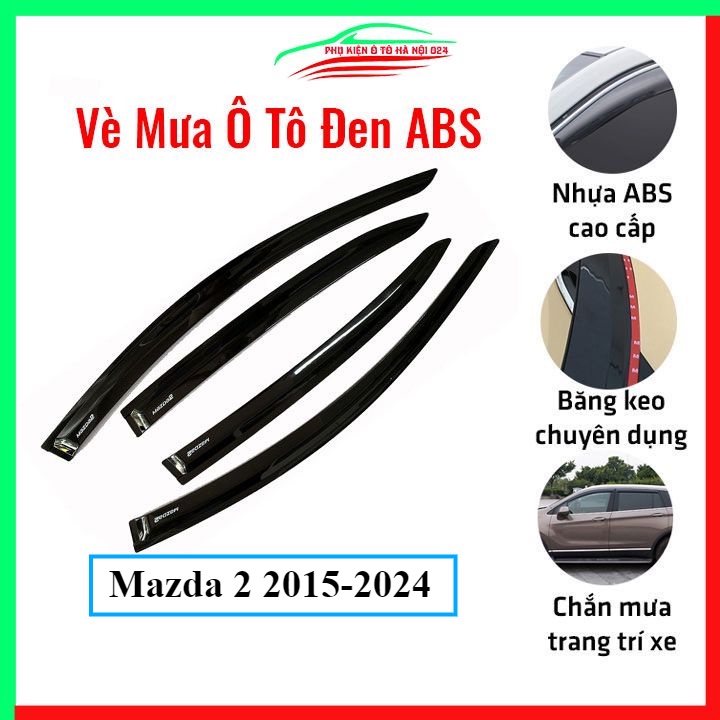 Vè che mưa cho xe ô tô Mazda 2 2015-2024 vè đen bảo vệ trang trí xe
