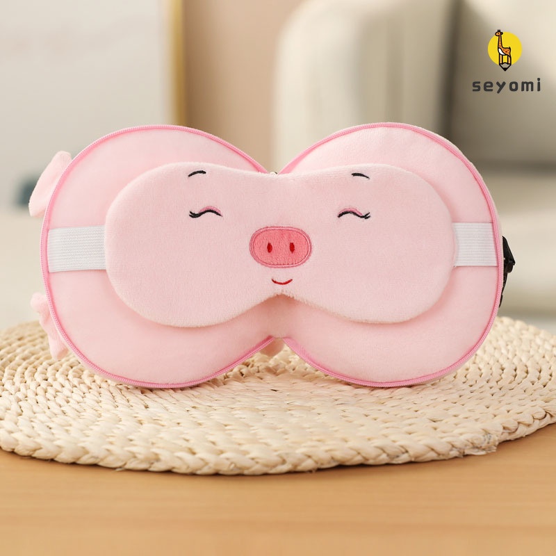 Mặt Nạ Che Mắt 2 Trong 1 Bằng Vải Bông Hình Thú Hoạt Hình Giúp Thư Giãn Giấc Ngủ Trưa Chiều Cho Nữ
