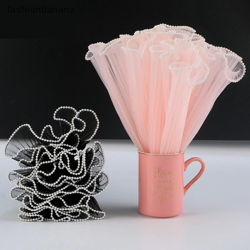 Cuộn Lưới Hoa Viền Hạt Ngọc Trai Dùng Trang Trí Bó Hoa DIY