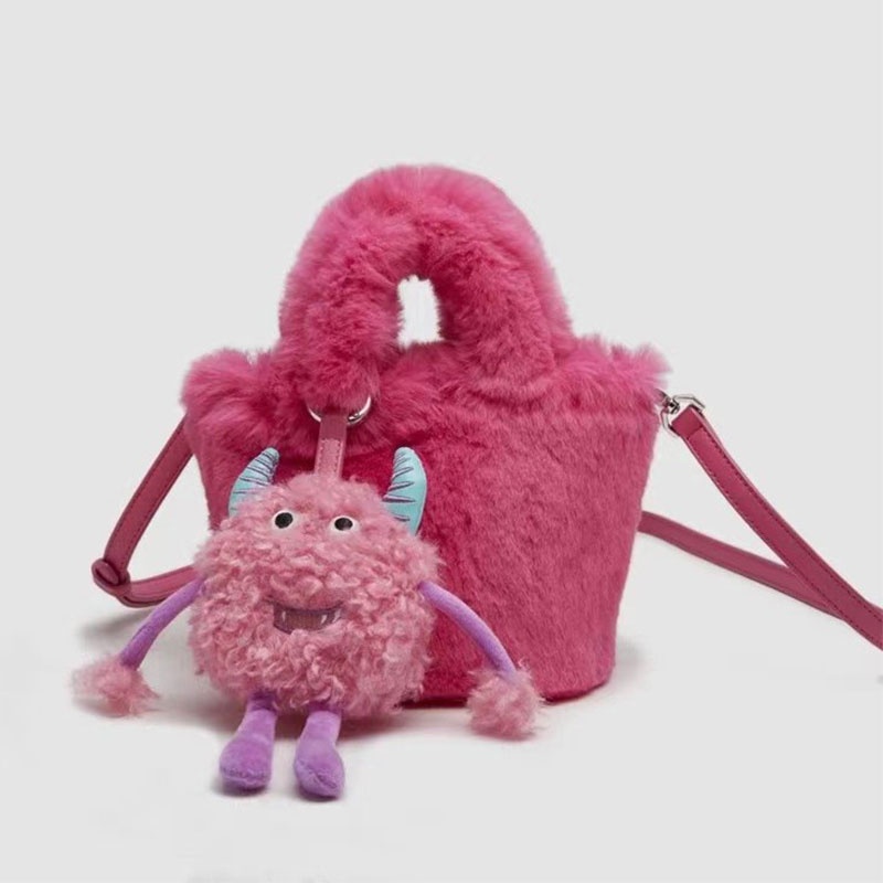 FOREVER LENGRUI  Túi Đeo Chéo Hình Quái Vật Nhỏ Nhồi Bông Phong Cách Hàn Quốc