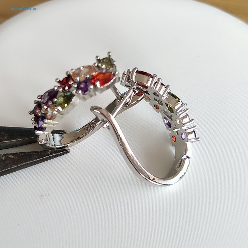 Bông Tai Đính Đá Zircon Nhiều Màu Sang Trọng Cho Nữ