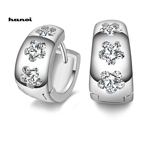 Đôi Khuyên Tai Mạ Bạc Trang Trí Hoa Đính Đá Thời Trang Cho Nữ