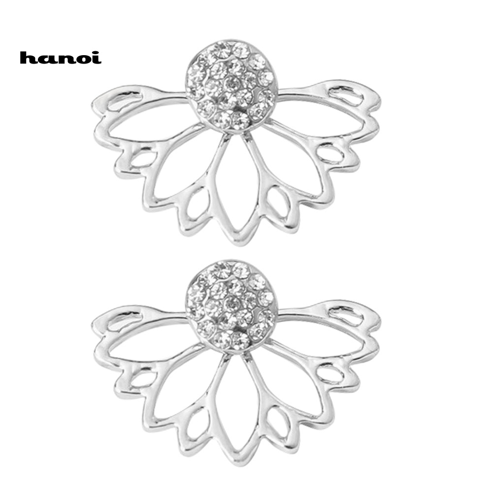 Đôi Khuyên Tai Kim Loại Đính Đá Màu Thời Trang Cho Nữ