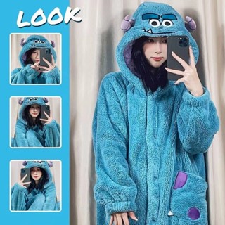 Kuromi Bộ Đồ Ngủ Nữ Kigurumi Váy Ngủ Nhung San Hô Đồ Ngủ Mùa Đông Hoạt Hình Quái Vật Sullivan Bộ Đồ Ngủ Cặp Đôi Ấm Đồ Ngủ