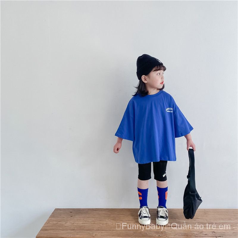 Áo Thun Cotton Tay Ngắn Cổ Tròn In Hoạt Hình Phong Cách Hàn Quốc Thời Trang Mùa Hè 2023 Dành Cho Bé Gái