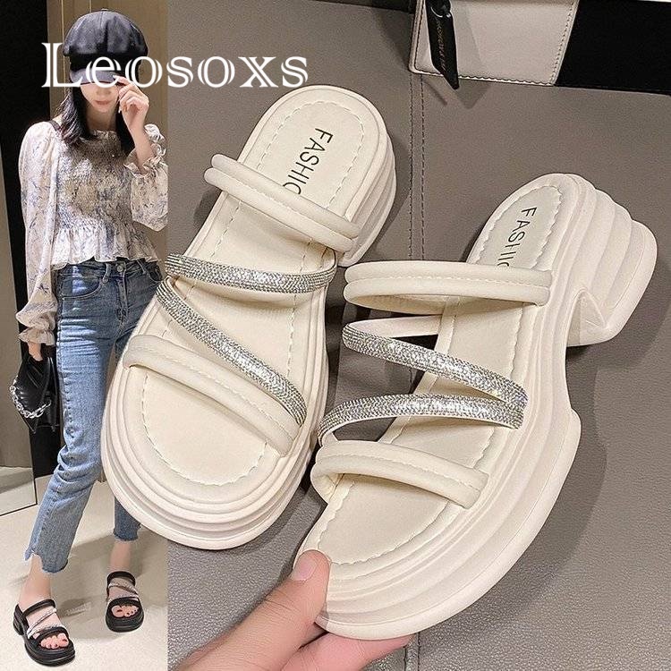 Leosoxs dép sandal nữ dép bánh mì nữ thời trang dép đế cao Chống Trượt 072002