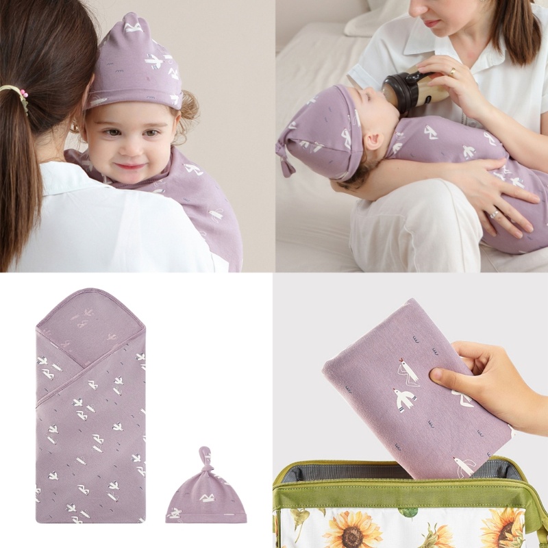 Haha Kids Baby Swaddles Chăn quấn có mũ cho bé 0-3 tháng Bộ khăn choàng sơ sinh cho bé trai bé gái B