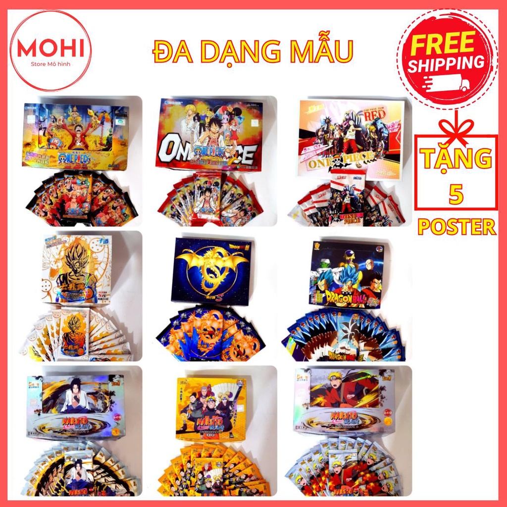 Hộp thẻ nhân phẩm Anime nhiều loại thử vận may: One Piece, Naruto, Dragon Ball...  - Hộp thẻ pack Anime