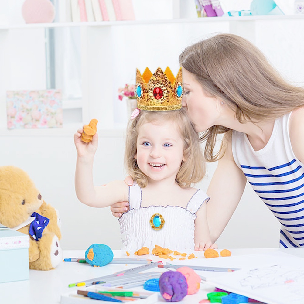 6pcs Plastic Gift Toddler Kids Party Earrings For Girls Glove Brooch Princess Peach Dress Up Decoration