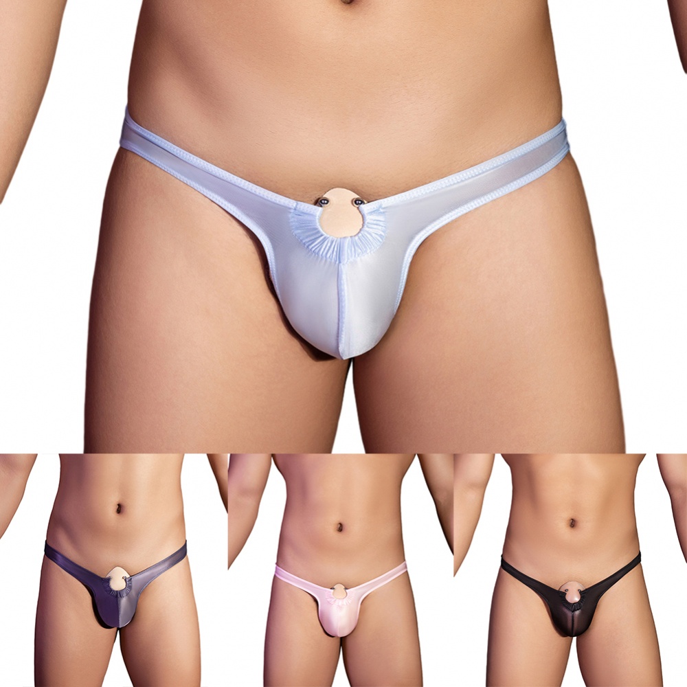 Quần lót nam thời trang g-string low rise nylon quần lót nhìn xuyên thấu màu đồng nhất