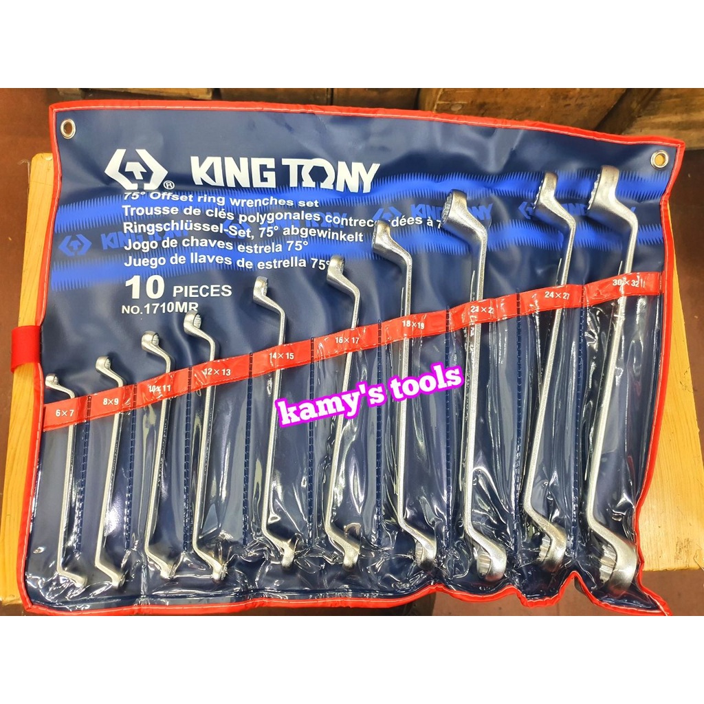 Bộ cờ lê 2 đầu vòng tròng 1710MR Kingtony 10 chi tiết từ 6mm-32mm cong 75 độ