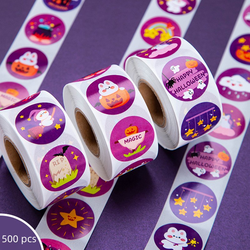 Cuộn 500 Sticker Dán Trang Trí Halloween / Giáng Sinh
