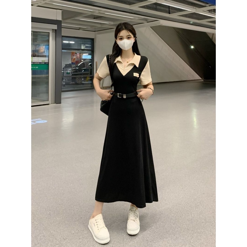 Đầm Chữ A Ngắn Tay Phong Cách Preppy Mỹ Quyến Rũ Cho Nữ