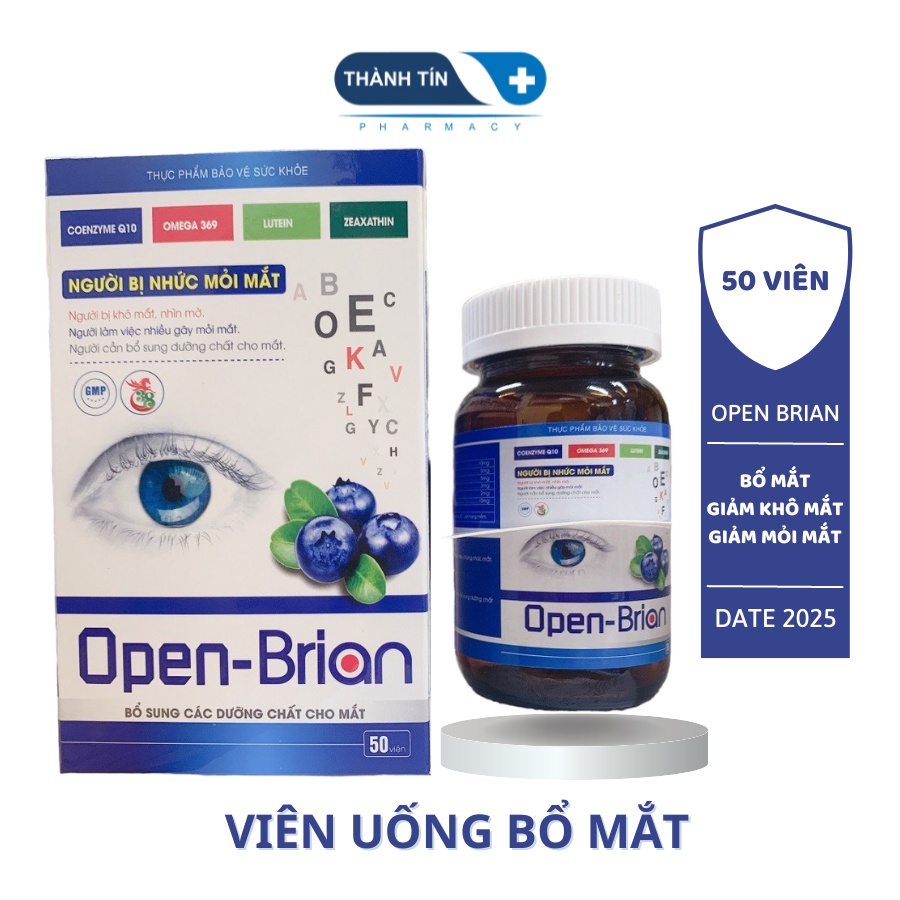 Viên Uống Bổ Mắt, Giảm Khô Mắt, Mắt Mờ, Mỏi Mắt Tăng Cường Thị Lực Open Brian