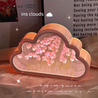 Hot！ đèn tulip gương mây gương đèn ngủ có gương, đèn ngủ để bàn quà tặng sinh nhật