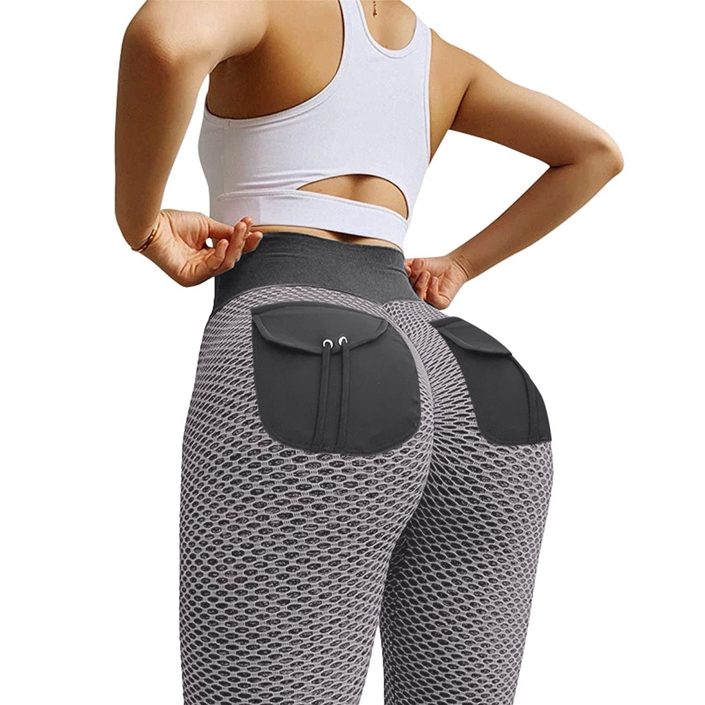 Quần Legging Thể Thao Nữ Lưng Cao Có Túi Lưới Cỡ Lớn Phong Cách Mới