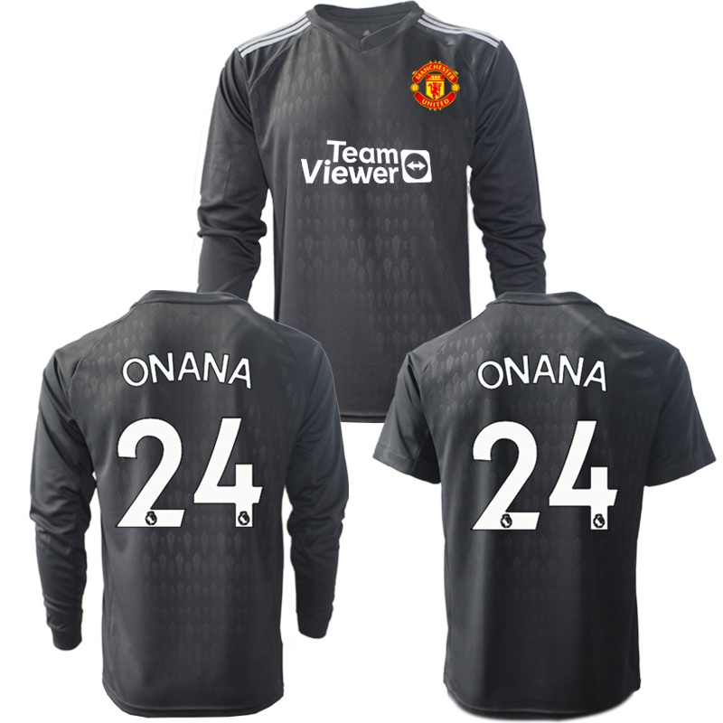 Áo Đồng Phục Bóng Đá 2324 Onana Số 24 Manchester United Ngắn Và Dài Màu Đen