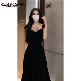 Sugemiusi Đầm Dài Tay Ngắn Dáng Ôm Xếp Ly Thắt Nơ Eo Hẹp Thời Trang Mùa Hè