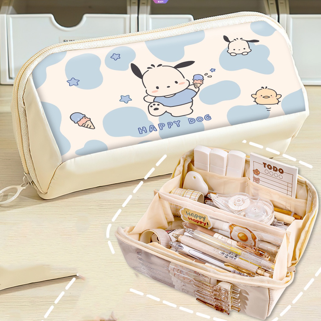 Túi Đựng Bút Chì Sức Chứa Lớn In Hình Anime Sanrio Pochacco Kuromi Dễ Thương Cho Trẻ Em