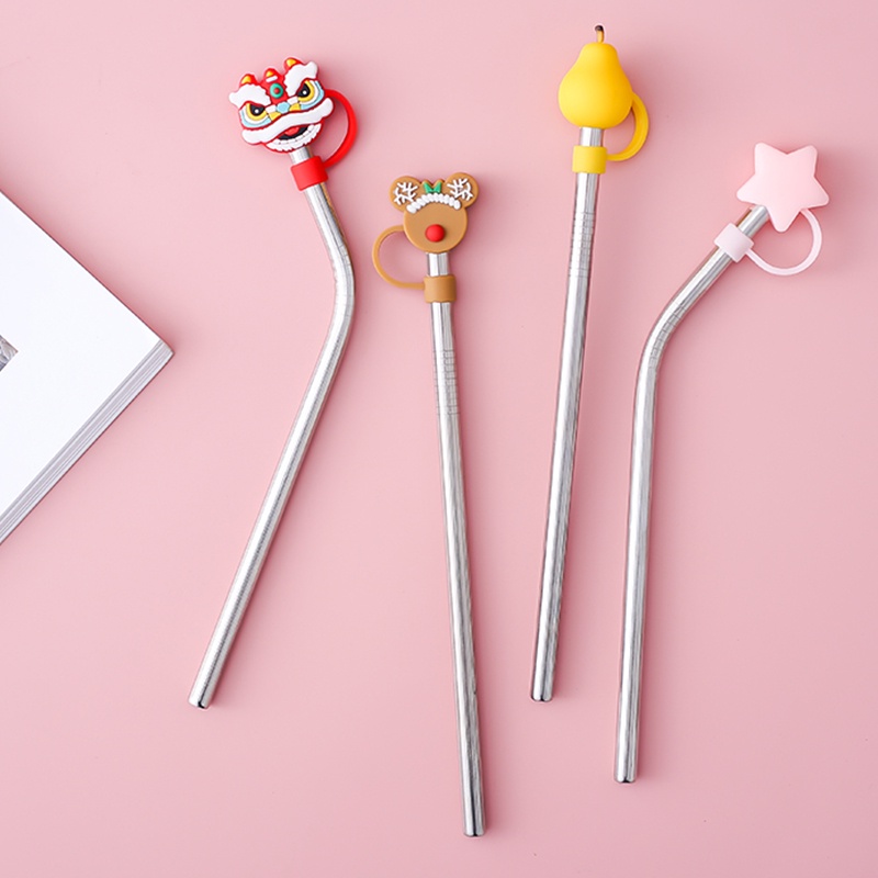 Ống Hút Thủy Tinh Starbucks 6-8mm Họa Tiết Sư Tử Dễ Thương Có Thể Tái Sử Dụng Cho Halloween / Giáng Sinh / Giáng