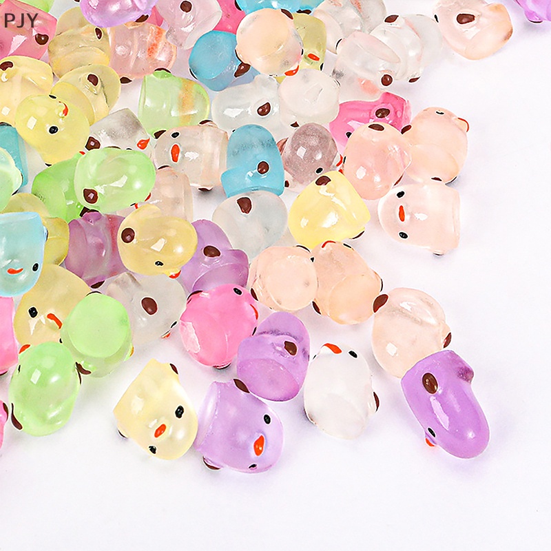 Set 10 Đồ trang trí Gà Con Mini Bằng Nhựa Resin Màu Dạ Quang Trang Trí Tiểu Cảnh / Nhà Búp Bê