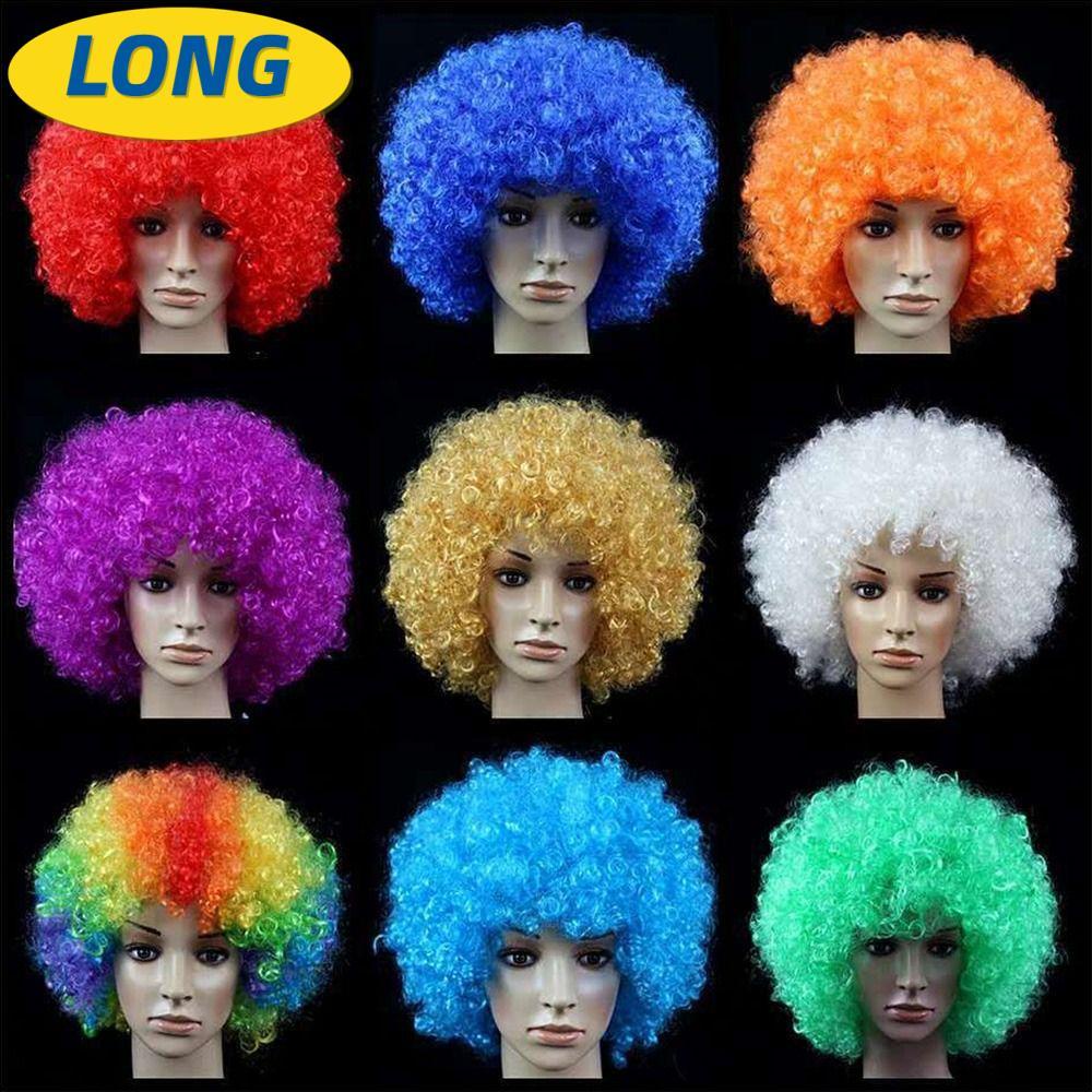 LONNGZHUAN Tóc Giả Xoăn Lọn Nhiều Màu Đen Hóa Trang Chú Hề Tiệc Tùng Orgy Sử Dụng