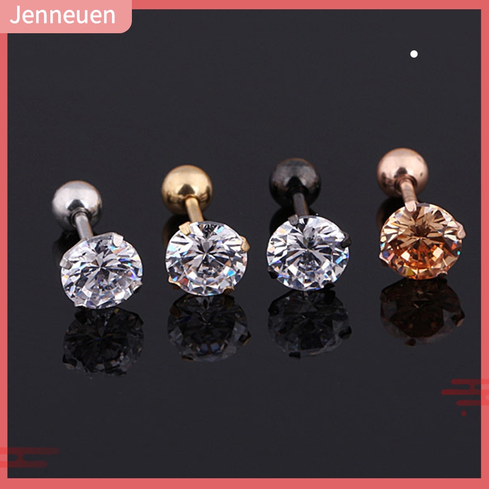 1 Khuyên Tai Thép Titan Dát Đá Zirconia Thời Trang Unisex