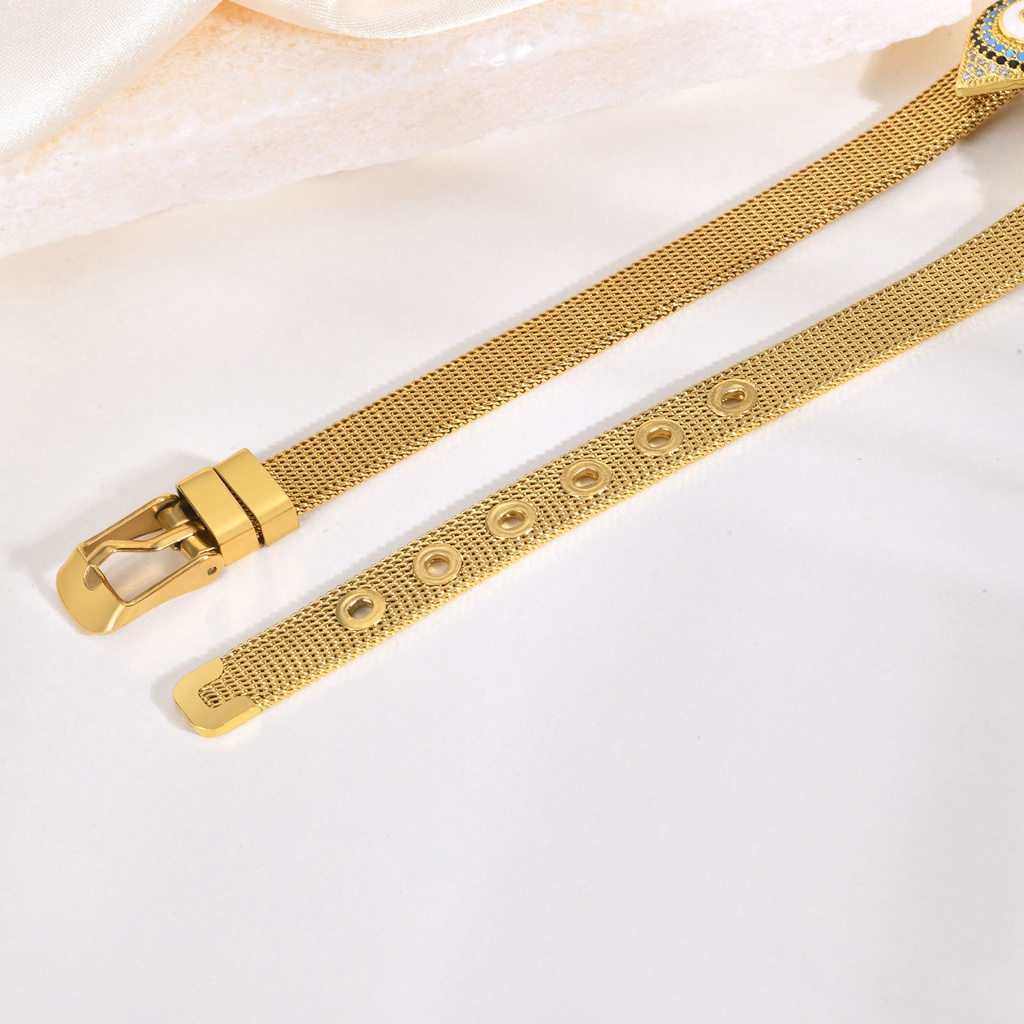 Vòng Tay Mạ Vàng 18K Đính Đá Zircon 8MM Có Thể Điều Chỉnh Kích Thước