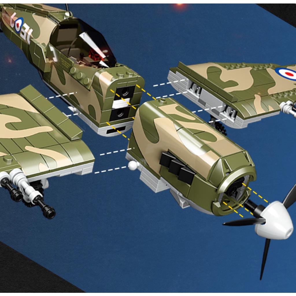 Bộ 526 Mô Hình Máy Bay Chiến Đấu MOC MK9 Spitfire DIY Tỷ Lệ 1: 32