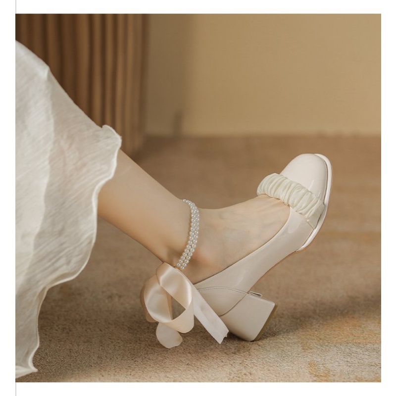 Giày Sandal Mary Jane Gót Dày Mũi Tròn Phong Cách Mới Cho Nữ