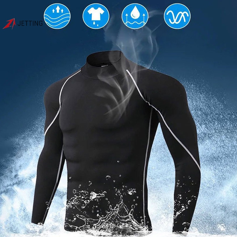 Áo Thun Thể Thao Tay Dài Cổ Lọ Giữ Nhiệt Thoải Mái Thời Trang Mùa Thu Cho Nam