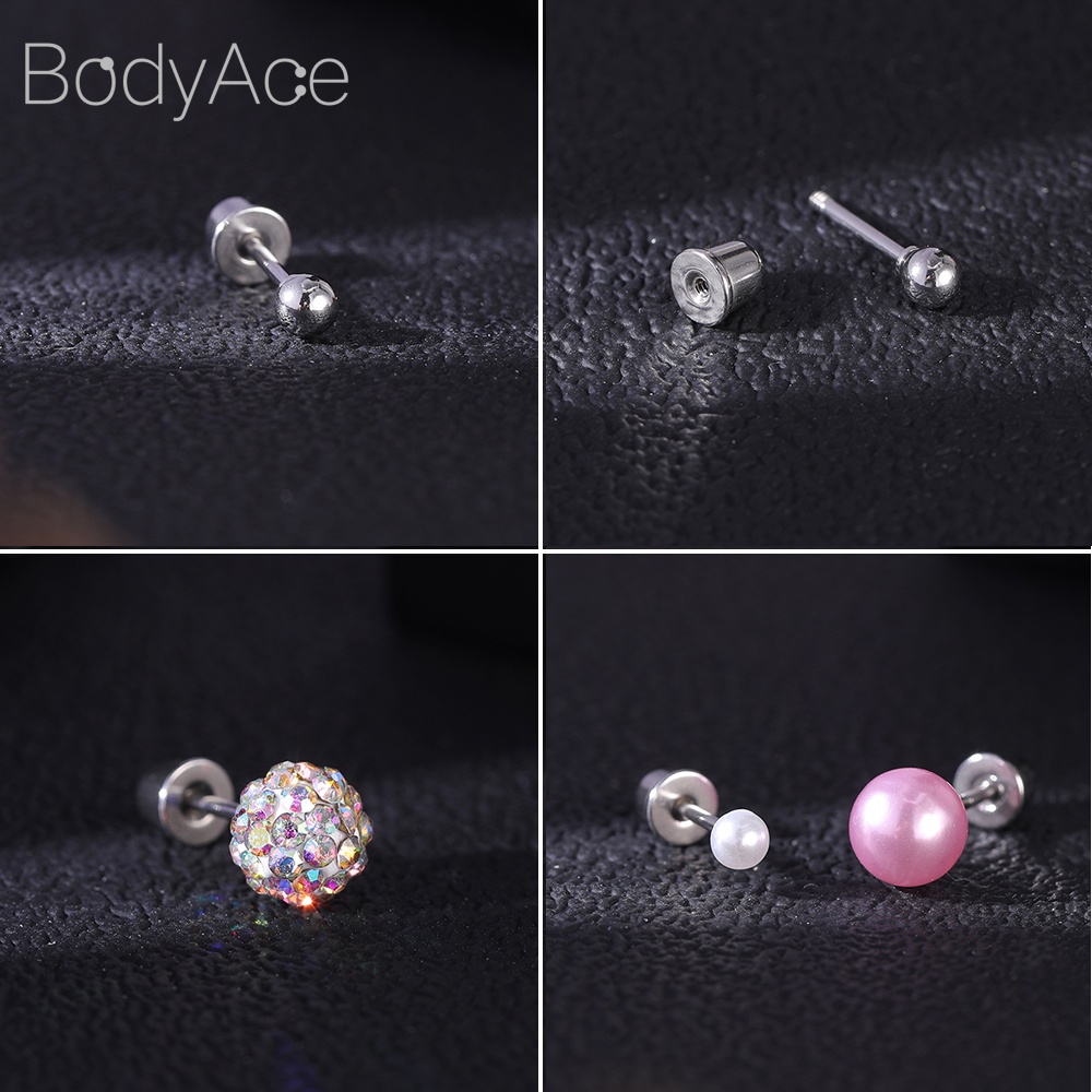 1 Khuyên Xỏ Cơ Thể Bằng Thép Không Gỉ Đính Đá 3-8mm